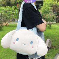 SANRIO กระเป๋าสะพายไหล่ ทรงโท้ท ผ้ากํามะหยี่ขนนิ่ม ลายการ์ตูนอนิเมะ Cinnamoroll Melody Kuromi Pom Pom Purin เหมาะกับของขวัญ สําหรับผู้หญิง