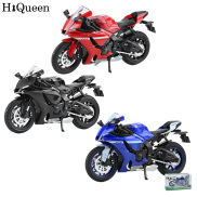 HiQueen 1 12 R1 Alloy Motorcycle Model Sound Light Shock Absorption