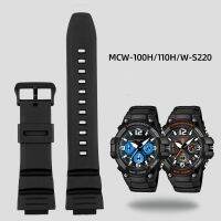 ◕ Silicone Watch Band Strap For Casio W-S220 HDD-S100 MCW-100H/110H Outdoor Sports Black 16mm Watchband Waterproof Rubber Bracelet