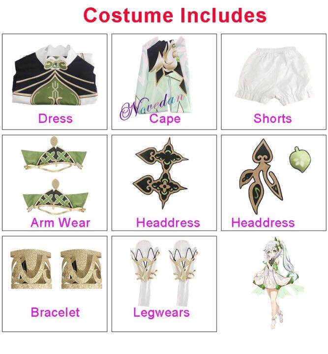 genshin-impact-nahida-cosplay-costume-kids-women-lesser-lord-kusanali-full-set-maid-dress-shoes-styled-wig-ears-role-play-outfit