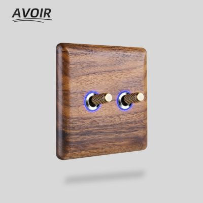 hot！【DT】 Avoir Wood Wall With Led Indicator Toggle 1 2 3 4 Gang Way French Electrical Socket