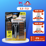 Dao cạo râu 3 lưỡi siêu bén kèm 20 lưỡi dao thay thế cao cấp Uncle Bills