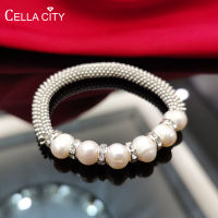 Cellacity พังก์สไตล์เงิน925สร้อยข้อมือสำหรับผู้หญิงมุกน้ำจืดธรรมชาติเครื่องประดับ Fine ร็อคหญิงพรรคอุปกรณ์เสริมขายส่ง