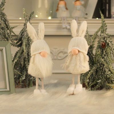 【CW】 Christmas Angel Girl Holiday Gift Cute Rabbit Ear Standing Doll Decoration Ornament Merry Christma Decor Xmas Gift For Home 2023