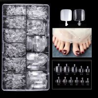 550/500pcs Full Cover Fake Toenail Natural Clear Press on Toe Foot Nails Tips Artificial Acrylic False Nail Art Manicure Tool