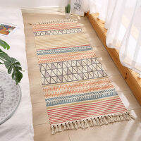 Retro Bohemian Car Home Decor Hand Woven Cotton Linen Car Rug Geometric Floor Mat Bedside Rug Living Room Bedroom Car