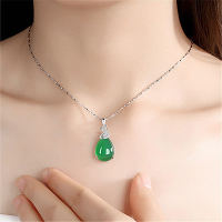 S925 Silver Necklace female green chalcedony pendant green chalcedony Necklace elegant temperament mothers Day gift for mother E36V E36V