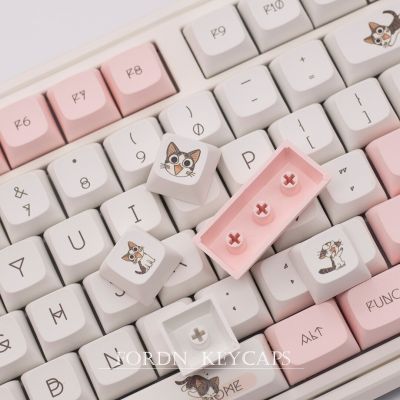 136 Keys XDA Profile Keycaps PBT DYE-SUB Cute Cat Theme Pink Keycap For Cherry Mx Switch GMMK Pro Gaming Mechanical Keyboard
