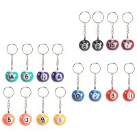 Colorful Billiard Ball Keychain Set 16 Pcs, Key Chain Balls Eightball Billar Chains Accessories