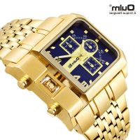 Oulm golden big dial men watch steel belt calendar square Shi Yingnan table recreational style in Europe and America --Mens Watch238812✾✈