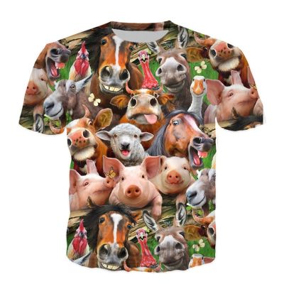 New Funny Animal Cat Dog graphic t shirts Summer Fashion Casual Trend Interesting Round Neck Tees 3D Printed streetwear Tops