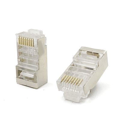 ∋ Cat6 RJ45 Connector 8P8C Modular Crystal Head Network 1000M Cable Plug Gold-plated Connector