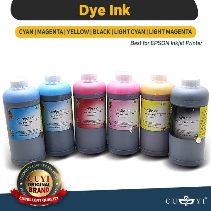HOT SALE! CUYI UV Dye Ink 1000ML (6 Colors) Cyan Magenta Yellow Black ...