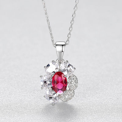 JoyceJelly Classic 925 Sterling Silver Women Necklace With 10*16MM Emerald Ruby Gemstones Zircon Fine Jewelry Gift Wholesale