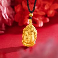 ZZOOI Classic 3D Hard Gold Plated Buddha Head Orginal Pendant Necklace for Men Bro Women Wealth Necklace Chains Fine Jewelry Gifts