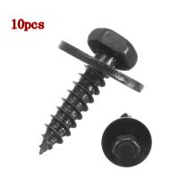 、‘】【； 10Pcs/Lot Universal Car Auto 4.8X19mm Self-Tapping Screws Captive Loose Washer 8Mm Hex Head Black Hot C45 Car Accessories