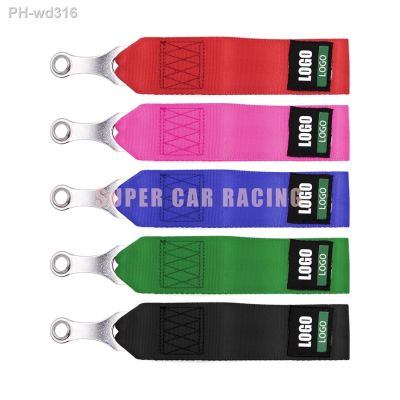 Modified JDM Style Towing Parts Racing Logo Nylon Tow Strap Front Bumper Trailer Ropes Car Accessories