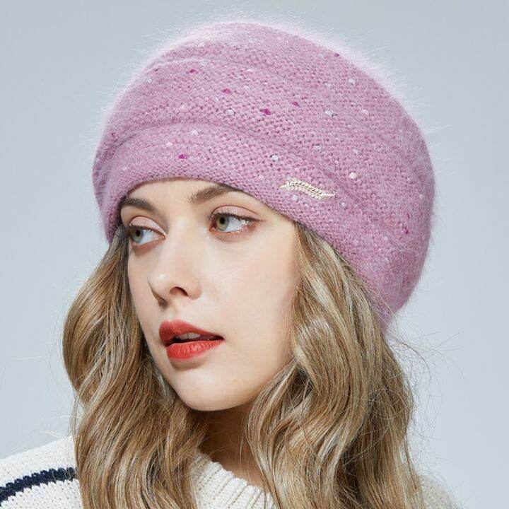 joshuasilk-winter-hat-knitted-angora-wool-ornaments-double-idea-decoration-warm-hat