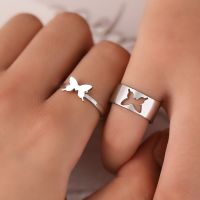 Stainless Steel Rings New Vintage Butterfly Heart Crown Goth Fashion Adjustable Couple Ring For Women Jewelry Engagement Wedding
