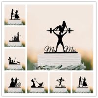 Mixed Funny Style Wedding Cake Topper Bride Groom Cake Topper MR Mrs Black Acrylic Cake Decorating