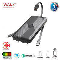 iWALK Scorpion Air Mag แบตสำรองแบบชาร์จไร้สาย 10000mAh พร้อมสายชาร์จในตัว LightningและTypeC ชาร์จเร็วแบบ FastCharge.ใช้กับสมาร์ทโฟนทุกรุ่น อาทิ iPhone15,15Pro,15Promax,15+