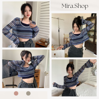 Mira_shop เสื้อเซ็ต2ชิ้น คล้องคอ พร้อมเสื้อคลุม 256#