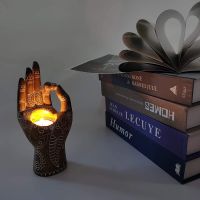 {6shop Department Store} พระพุทธรูปเชิงเทียน Mudra Hand Tabletop Tealight Decor สะสม Figurines Bougeoir Velas Aromáticas Decorativas Home Decor