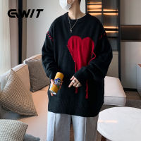 GWIT มือถักเสื้อกันหนาวหัวใจผู้ชายฮ่องกงแฟชั่นแบรนด์แนวโน้มการออกแบบหลวมสบายๆฮาราจูกุเสื้อกันหนาวเสื้อกันลมGwit213