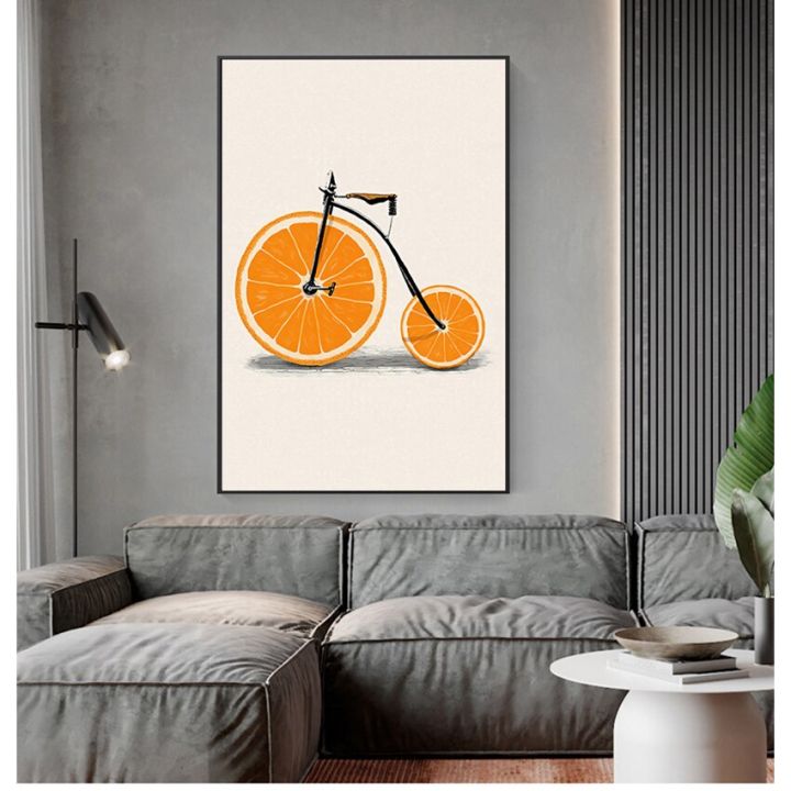 รูปภาพศิลปะผนังตกแต่งสไตล์นอร์ดิกสไตล์เรียบง่ายแบบแอบสแตรกต์รูปมะนาวส้มผลไม้ผ้าใบพิมพ์ลาย0717