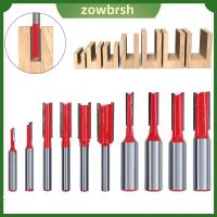 ZOWBRSH ด้าม1/4 "1/2" ดอกสว่านตรงสองด้าน เครื่องมืองานไม้ โลหะผสมอัลลอยด์ บิตเราเตอร์ขลุ่ยคู่ ที่มีคุณภาพสูง สล๊อต เครื่องกัดไม้ ไม้สำหรับไม้