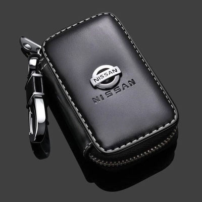 กระเป๋าใส่กุญแจรถดัดแปลงเป็นหนังพวงกุญแจแต่งด้วยหัวเข็มขัดสำหรับ Nissan X-Trail Xterra รถ Qashqai Sylphy แดด Pathfinder Leaf Murano Altima Juke