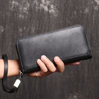 ZZOOI New Mens Wallet Zipper Clutch Bag Big Capacity Wallet Men Genuine Leather Long Purse High Quality Hand Bag Wallets Moneybag