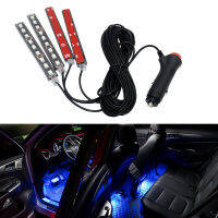 4x Ice Blue 9LED Charger Interior Light Accessories Car SUV Floor Decor Set