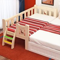 [COD] Stitching bed solid childrens with guardrail baby boy girl princess single side widened