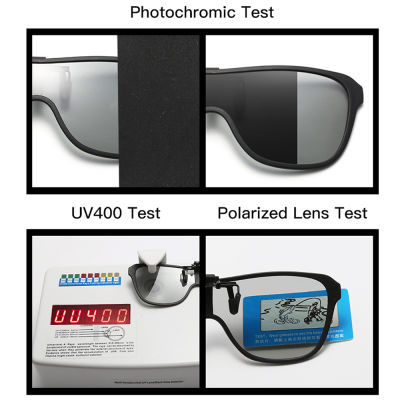 【 Cw】 Vivibee 2022เย็นพลิกขึ้นคลิปบนแว่นกันแดด P Olarized TR90 Photochromic ขับรถสแควร์ขนาดใหญ่ UV400ตกปลาแว่นกันแดด