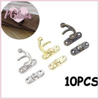 PETIGLASS 10PCS มินิ กระเป๋าหนัง กล่องไม้ กุญแจ ตัวล็อคตัวล็อก สลักตกแต่ง Hasp พร้อมสกรู