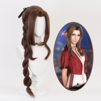 FF VII 7 Remake Aerith Gainsborough Brown id Long Cosplay Heat Resistant Synthetic Hair Halloween Free Wig Cap