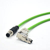 +）（） ขั้วต่อการส่งสัญญาณ  M12 D หัวเข็มขัด RJ45 ขั้วต่ออีเธอร์เน็ตอุตสาหกรรม PUR อินเทอร์เฟซสายเคเบิลเครือข่ายสีเขียว