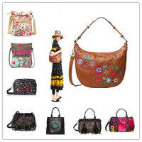 【HOT SALE】Original 100% Desiguals WomenS Bag Fashionable Exaggerated Red Flower Design Hand Inclinated To Cross A Bag