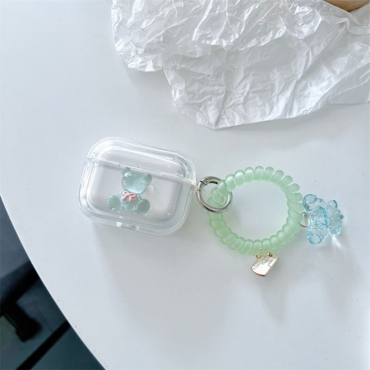 ins-korea-cute-3d-candy-bear-transparent-earphone-case-for-airpods-3-1-2-pro-anti-lost-rope-bluetooth-headphone-soft-cover-box-headphones-accessories