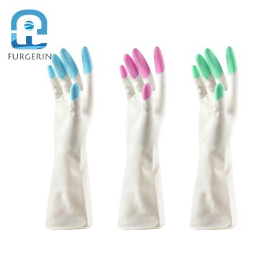 FURGERIN Latex Gloves Rubber garden gloves working Kitchen Cleaning Gloves Durable Waterproof Household Glove Dish Washing Thin Safety Gloves