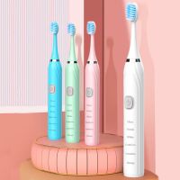 卐▥ Sonic Electric Toothbrush Battery Type with Replace Brushes Heads Onekey Operate Sonic Vibrate Waterproof Brush Cleansing