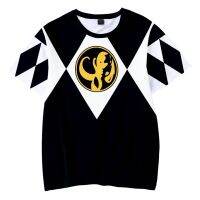 【Mens clothing】แบรนด์ NewMighty Morphin 3D พิมพ์เสื้อยืดท็อปส์ซูฟางสั้น