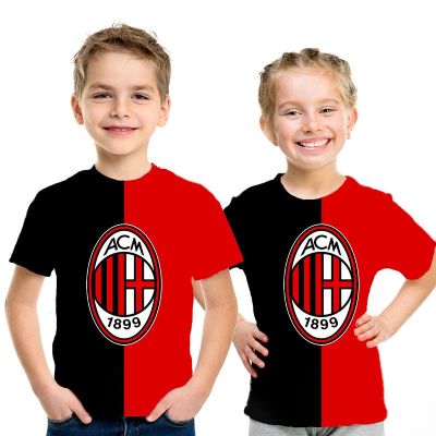 [COD]เสื้อยืดแขนสั้นลําลอง พิมพ์ลาย Milano Football Club 3 มิติ สไตล์สตรีท แฟชั่นสําหรับเด็กผู้ชาย และเด็กผู้หญิง