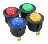 KCD1 Round Red  yellow and blue green   3Pin SPDT ON/OFF Rocker Power Switch AC 125V/10A 250V/6A With light Electrical Circuitry  Parts