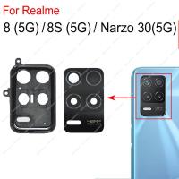 กระจกกล้องถ่ายรูปหลังด้านหลังสำหรับ Realme 8 5G 8S 5G Narzo 30 5G ภาพกรอบกระจกกล้องถ่ายรูปด้านหลังพร้อมสติกเกอร์กาว