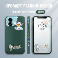 เคสโทรศัพท์สำหรับ OPPO เคส A18 A38ตัวการ์ตูนน่ารักใหม่โดราเอม่อนขอบสี่เหลี่ยมปลอกซิลิโคนของเหลวรูปแบบเคสปกป้องกล้องคลุมทั้งหมด