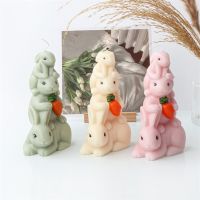 Stacking Rabbit Candle Silicone Mold DIY Animal Soap Resin Plaster Mold Chocolate Ice Cube Making Set Gift Party Home Decoration