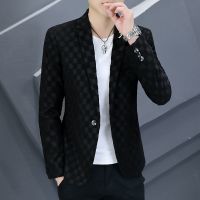 ZZOOI 2022 Autumn Plaid Men Blazers Slim Casual Suit Jacket Trend Business Dress Coat Streetwear Wedding Groom Social Blazer Masculino