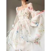 【HOT】❆ french elegant midi dresses women 2023 summer prom Fashion party flora dress casual print evening luxury